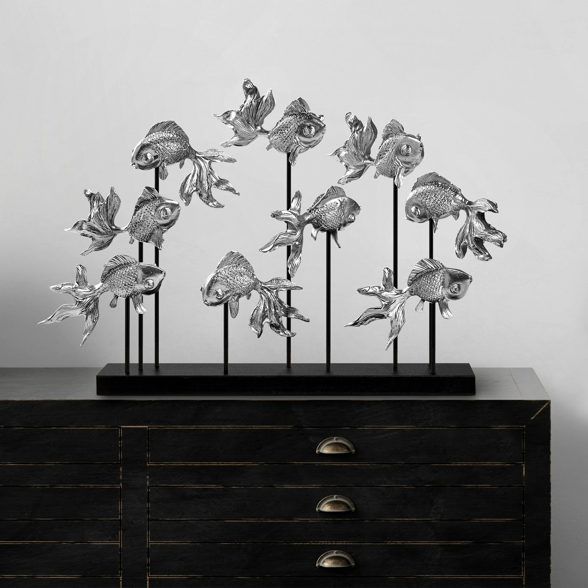 Objekt dekorativ Aberto Design, GOLDFISH 3, ngjyrë argjendi
