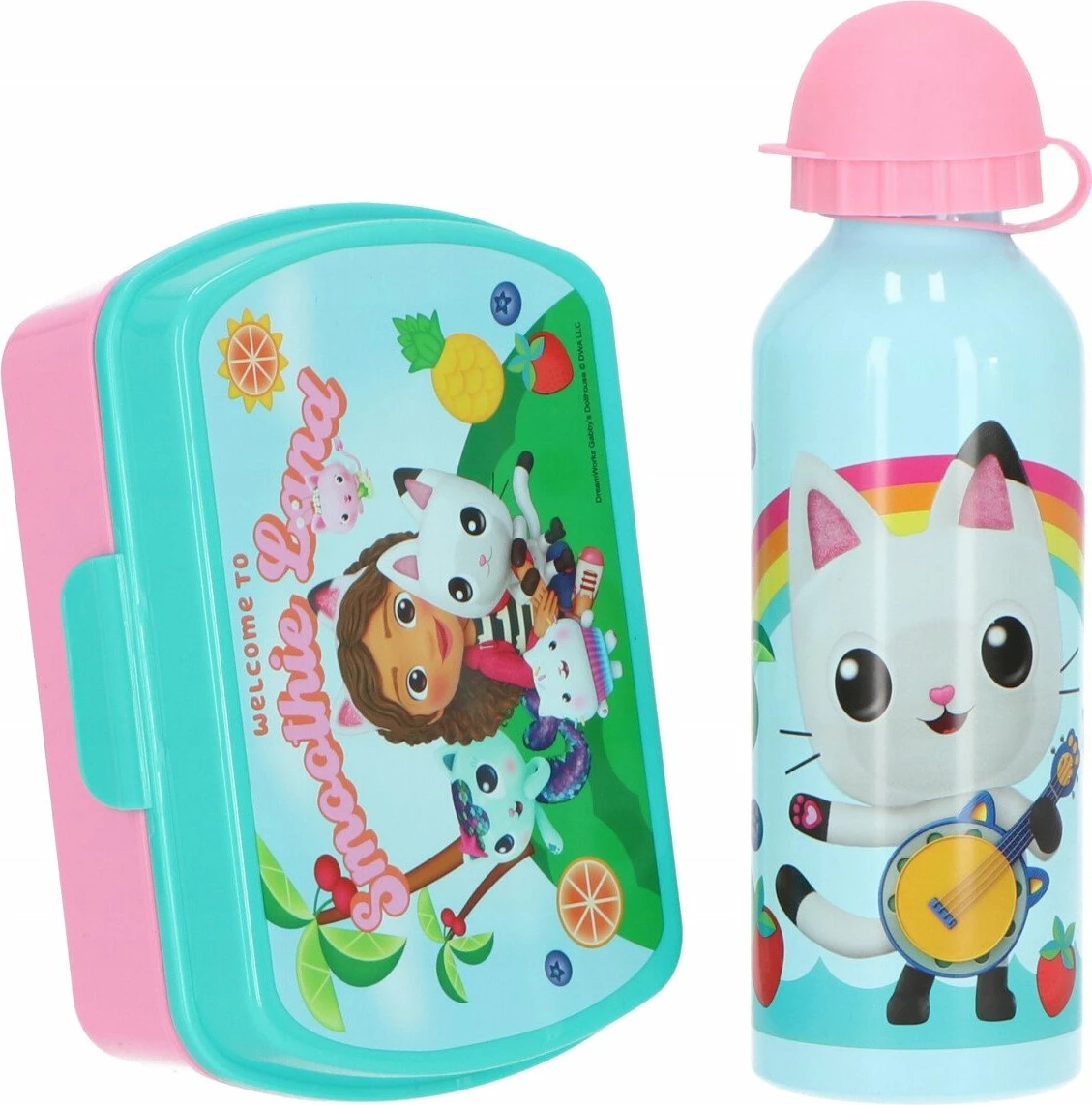 Set shishe uji dhe kuti ushqimi Kids Euroswan Cat House Gabi GD00079 500 ml turkeze, 2 copë