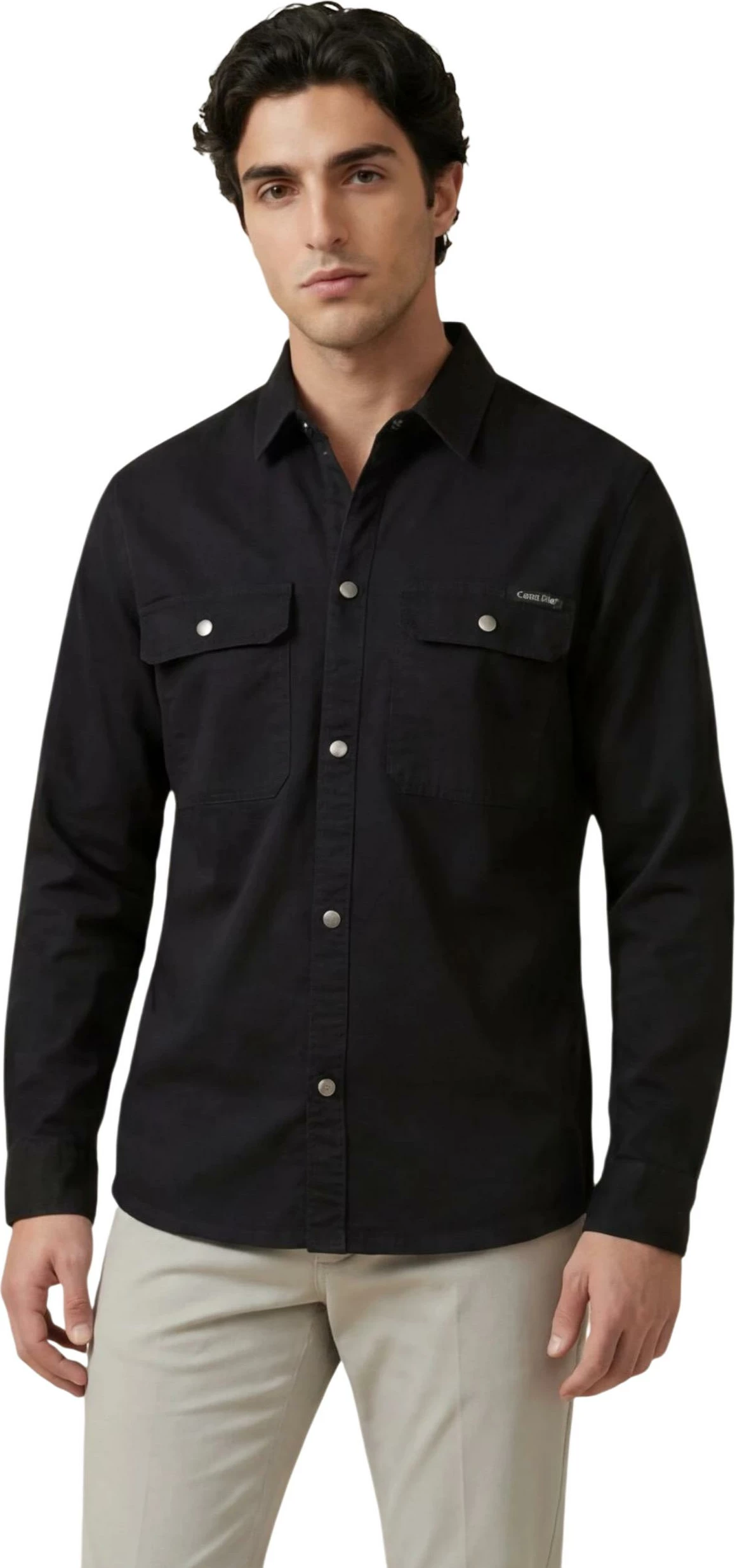 Këmishë me mëngë të gjata për meshkuj Calvin Klein Jeans LV04RE103G, e zezë [Madhësia: L]