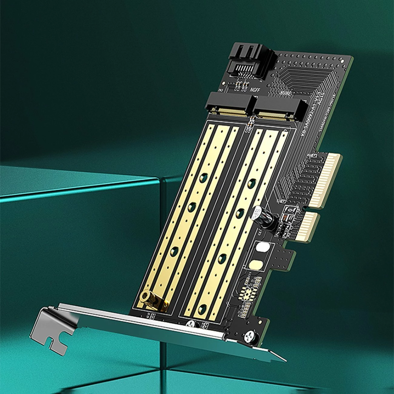 Kartë adapter PCIe Ugreen CM302 PCIe 3.0 x4 për SSD M.2 M-Key + M.2 B-Key, e zezë