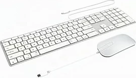Tastierë me kabllo dhe Maus ZAGG USB-C, Apple, layout Swiss, argjendtë