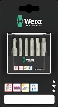 Set bitash Wera 6 copë, Phillips/Torx Plus, me kuti bartëse, zi/metalik