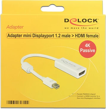 Adapter DeLOCK 62602, DisplayPort mashkull në DVI-I femër, 0.2 m, 4K, i bardhë