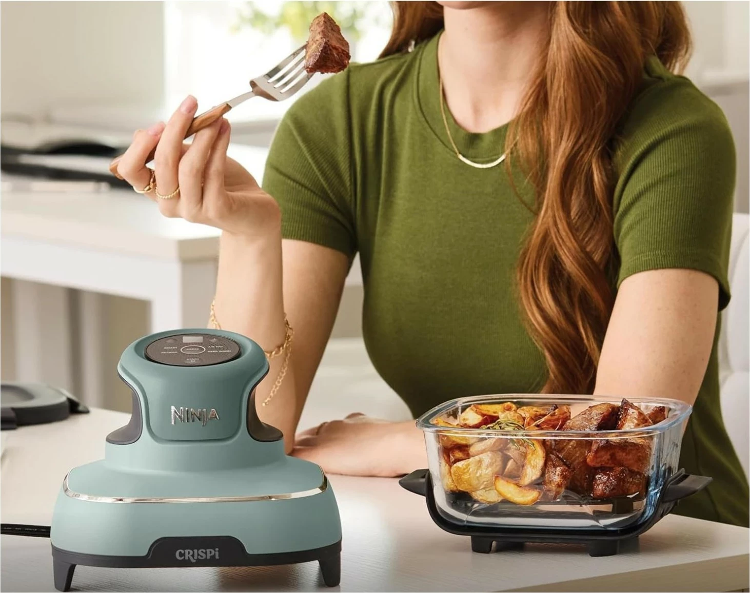 Fryer pa yndyrë Ninja Crispi FN101EU, 3.8L, 1700W, jeshile