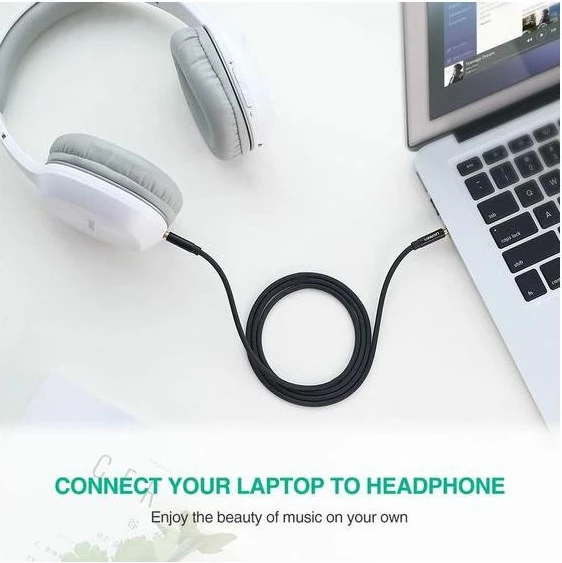 Kabllo audio AUX UGREEN 50361 3.5mm 1m, e zezë, Polybag