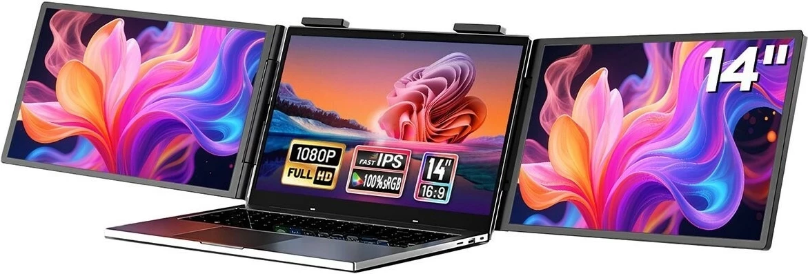 Monitor Zeuslap ZB14, 2x 14", Full HD, IPS, USB-C, i zi