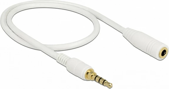 Kabllo audio zgjatëse jack 3.5mm DeLOCK 85628, 0.5m, male në female, e bardhë