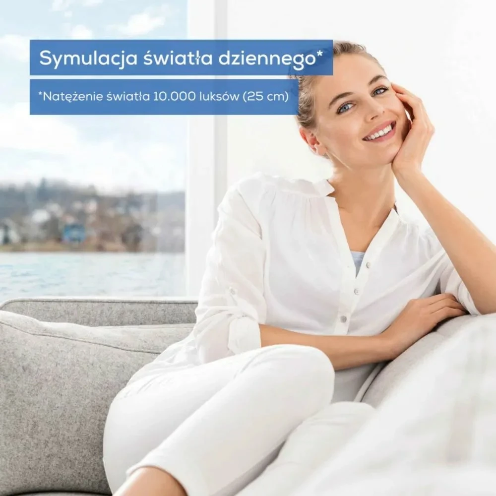 lampë dite, Beurer TL95, LED 10000 lux, sipërfaqe 30×37 cm, timer 30/60/90/120 min, e bardhë/argjendtë