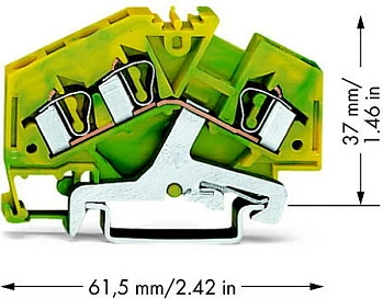 Klemë tokëzimi (PE) WAGO 281-637, 3-leter, 4 mm² (AWG 28-12), gjelbër/verdhe