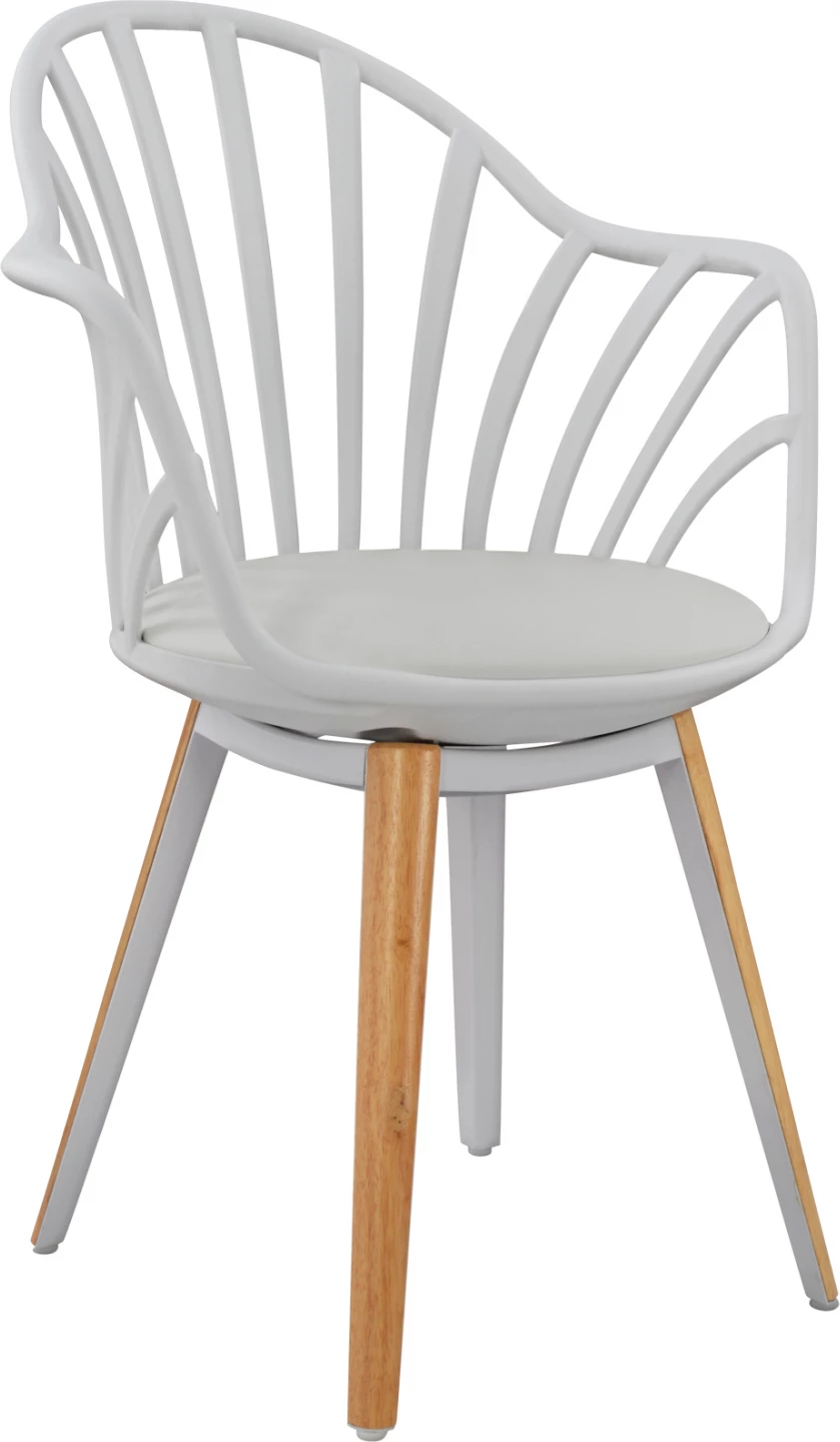 Karrige ngrënieje Anais e bardhë me këmbë druri 60x61x85,5 cm, set prej 4 copë