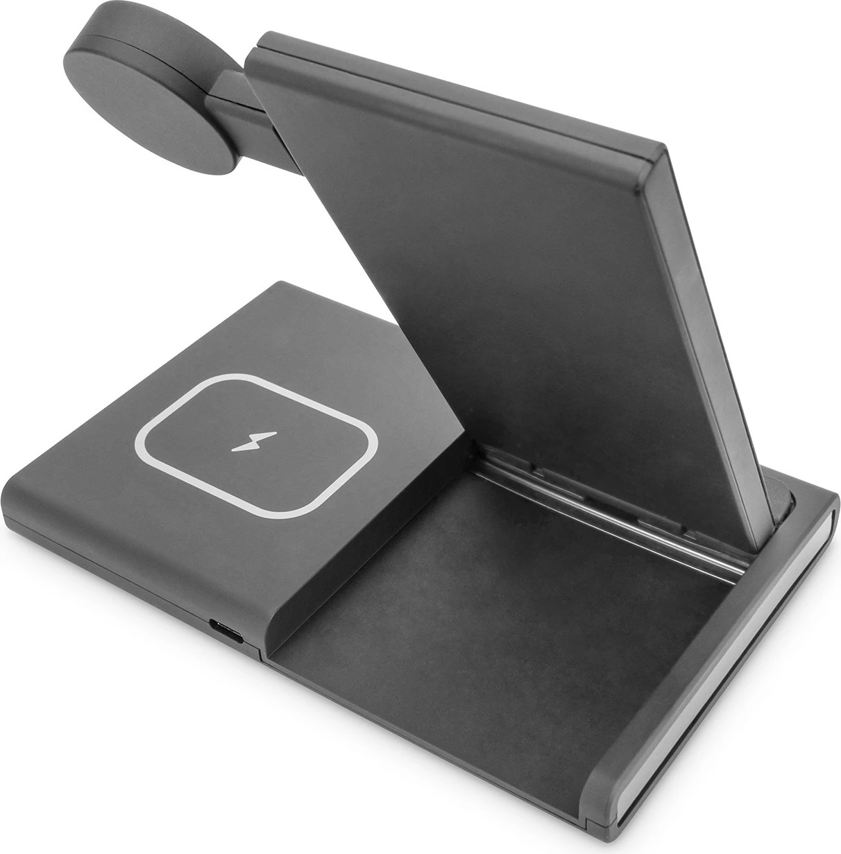 Stacion karikimi 3-në-1 Digitus për iPhone, Apple Watch, AirPods, gri