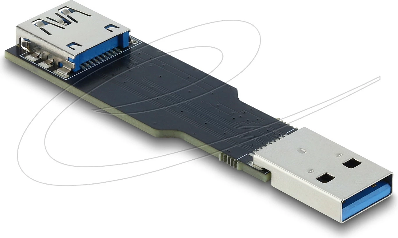 Adapter USB DeLOCK, USB-A femër në USB-A mashkull, 10 Gbps, i sheshtë, i zi