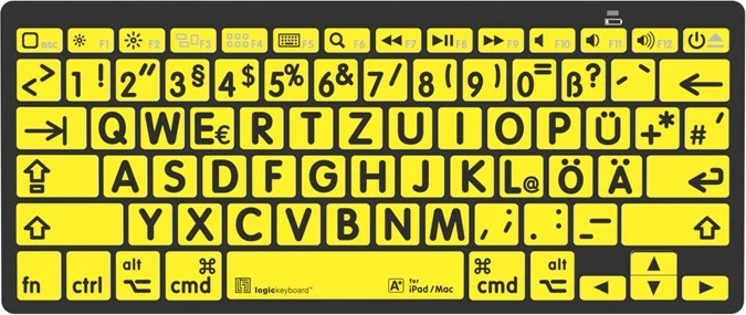 Kasë tastierë LogicKeyboard XL-Print DE Mac/BT, e verdhë