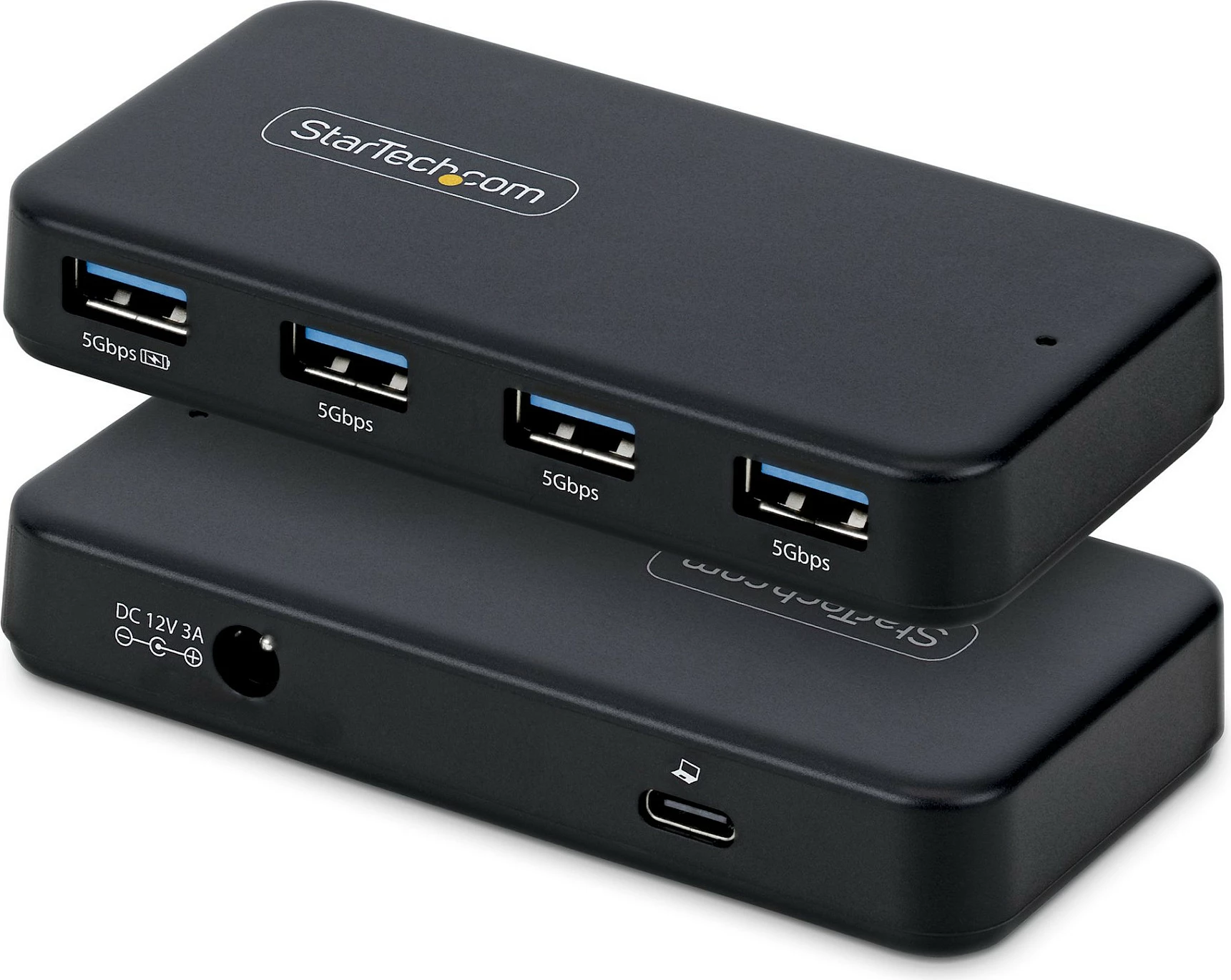 USB hub StarTech 4-Port USB-A, 5Gbps, i vetë-furnizum, host USB-C/USB-A, portë karikimi BC 1.2, e zezë