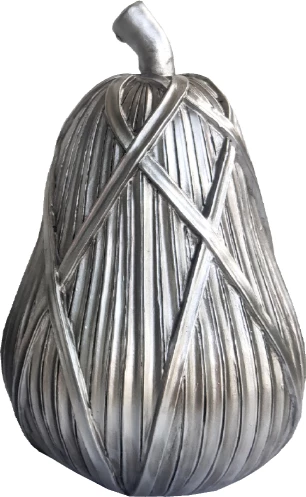 Dekor dardhë TRICOT POIRE, polirezine, ngjyrë argjendi, 11x11x18cm