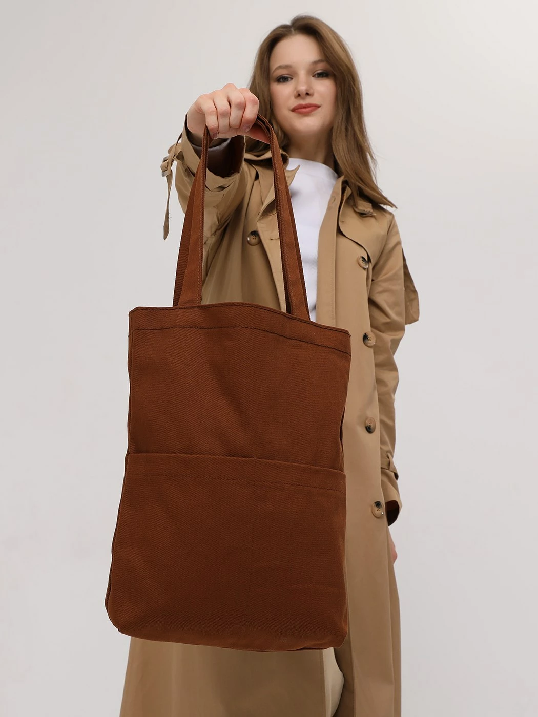 Çantë tote Zoozie Bags, ngjyrë kafe e errët, 2070