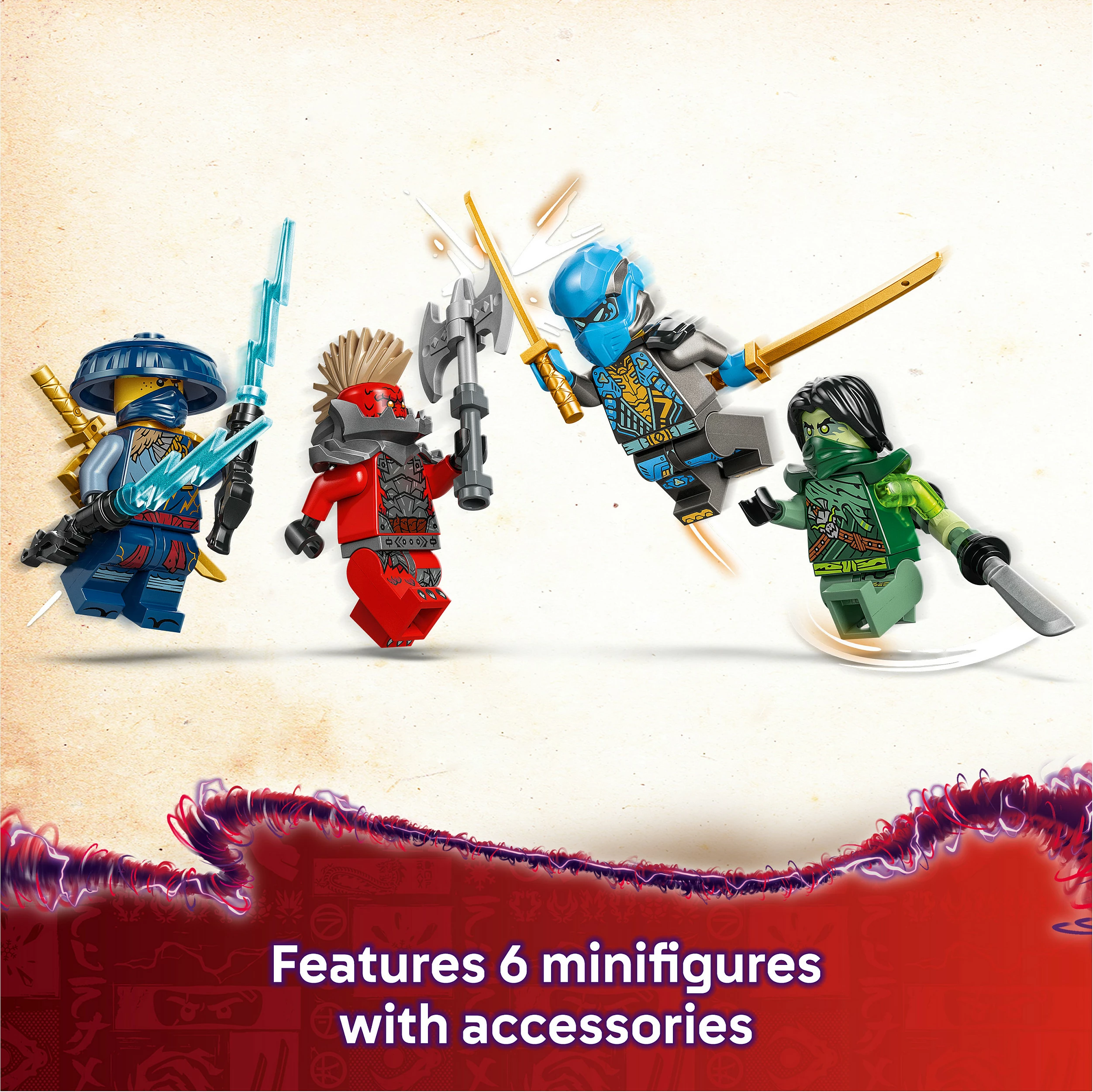 Set ndërtimi LEGO NINJAGO 71841 Dragonian Storm Village, 305 copë, 7+, shumëngjyrësh