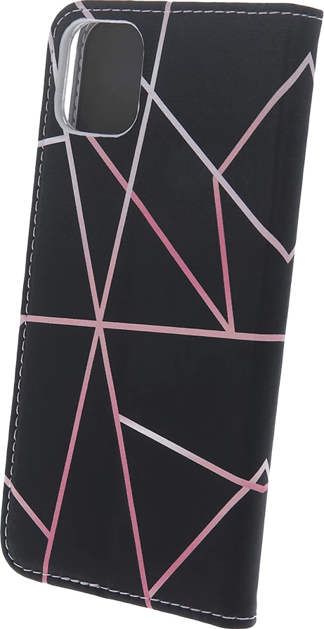 Mbështjellës flip ONASI Mistik për Samsung Galaxy A13 LTE A135, me magnet, stand dhe xhep karte, e zezë me vija rozë