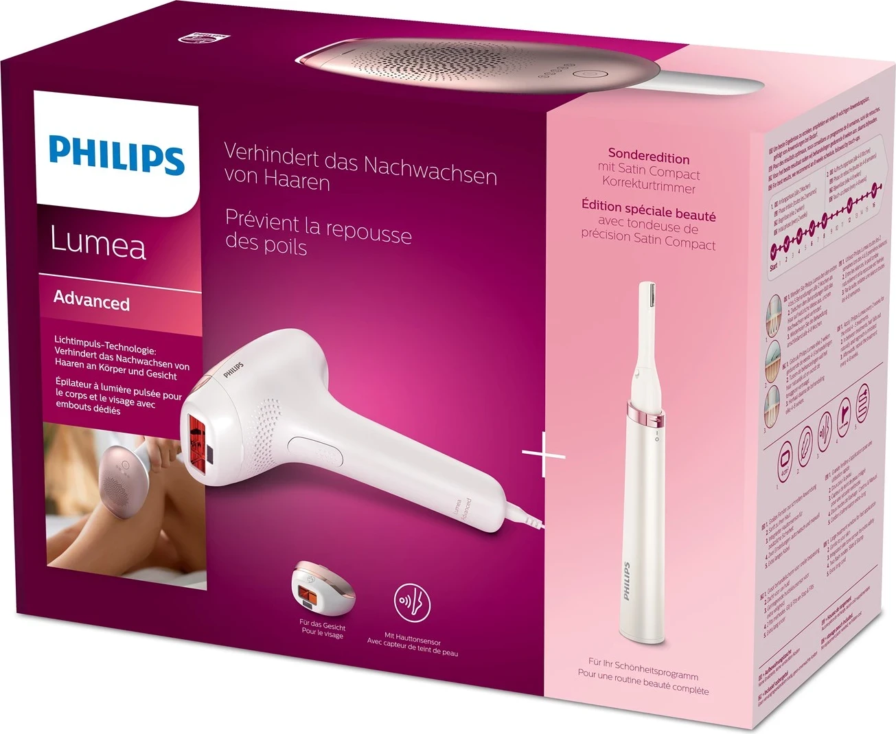 Aparat për heqje qimesh IPL Philips Lumea Advanced BRI921/00, rozë