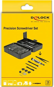 Set kaçavidash precize DeLOCK 64167, 120 copa bitash, me kasë, i zi