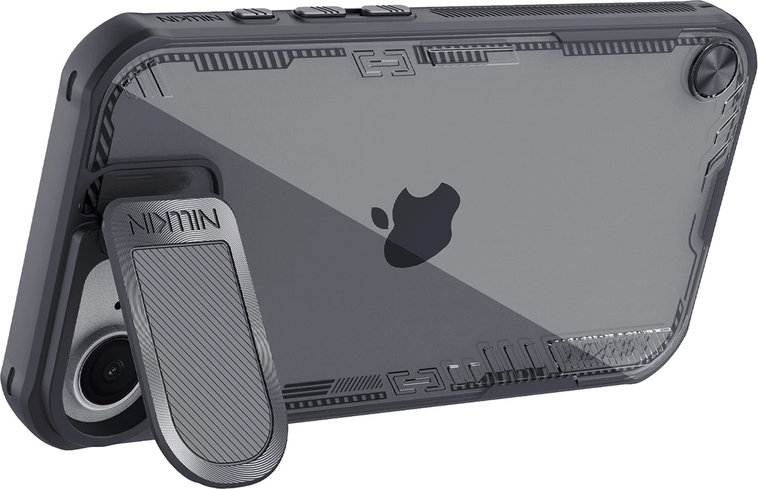 Mbështjellës Nillkin Iceblade Prop për iPhone 16e, me kapak kamere dhe stand, i zi