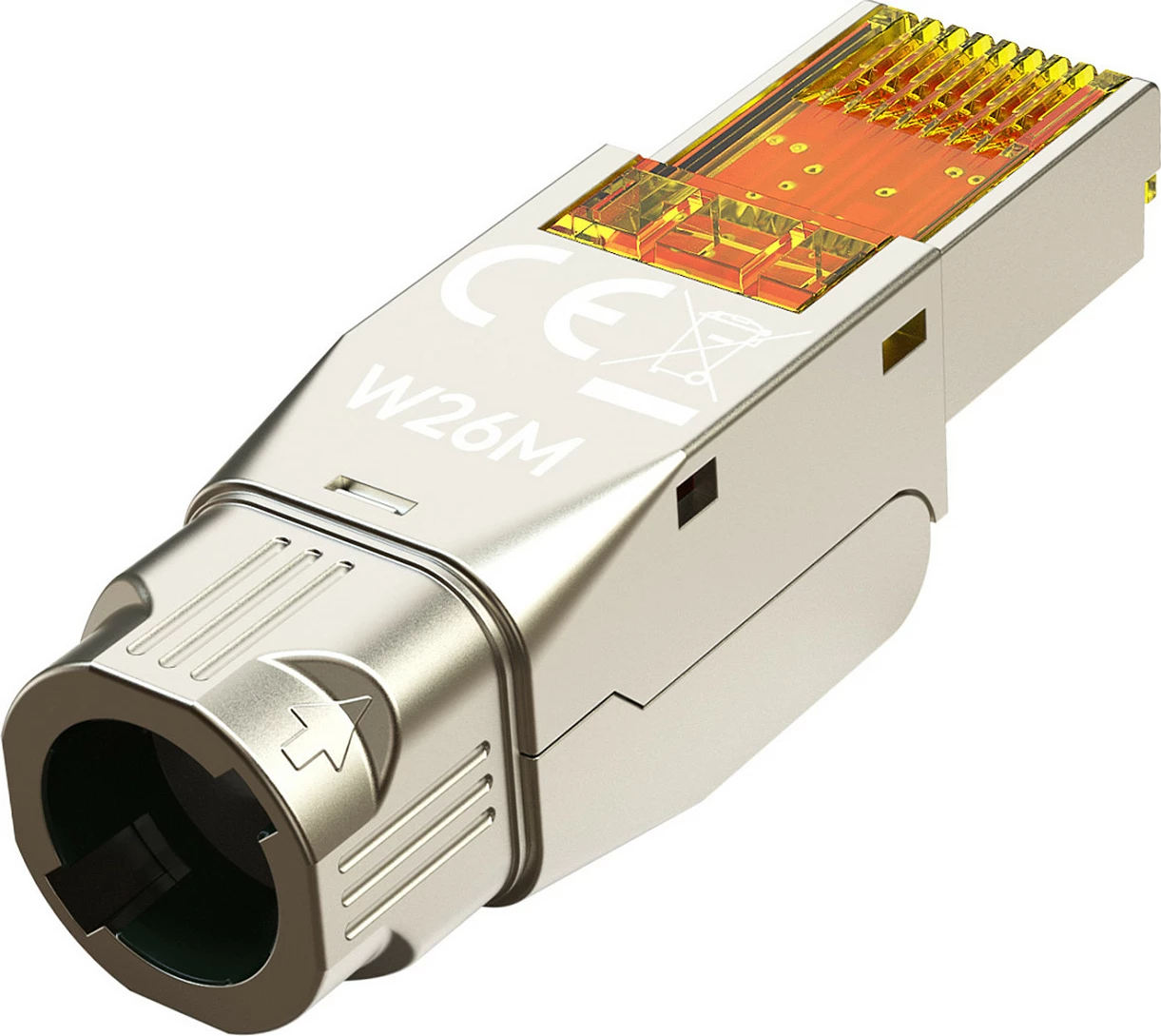 Konektor RJ-45 Digitus Cat 8.1, shielded, montim pa vegla, PoE++, argjend/verdhe