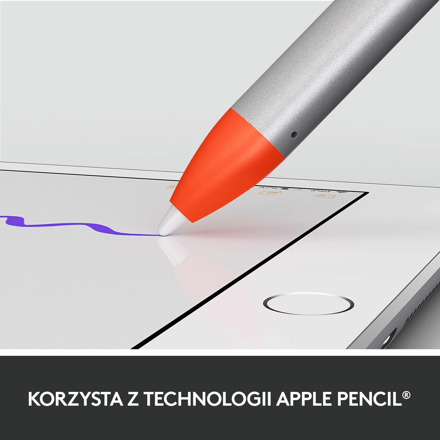 Stilus Logitech Crayon 914-000034, për iPad, Lightning, argjendtë-portokalli