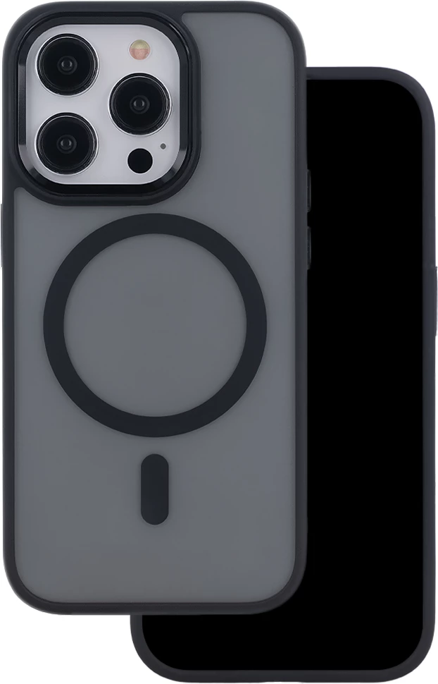 Mbështjellës MagSafe silikoni ONASI 23896 për iPhone 16 Pro, magnet 1900 Gs, matte, transparent black