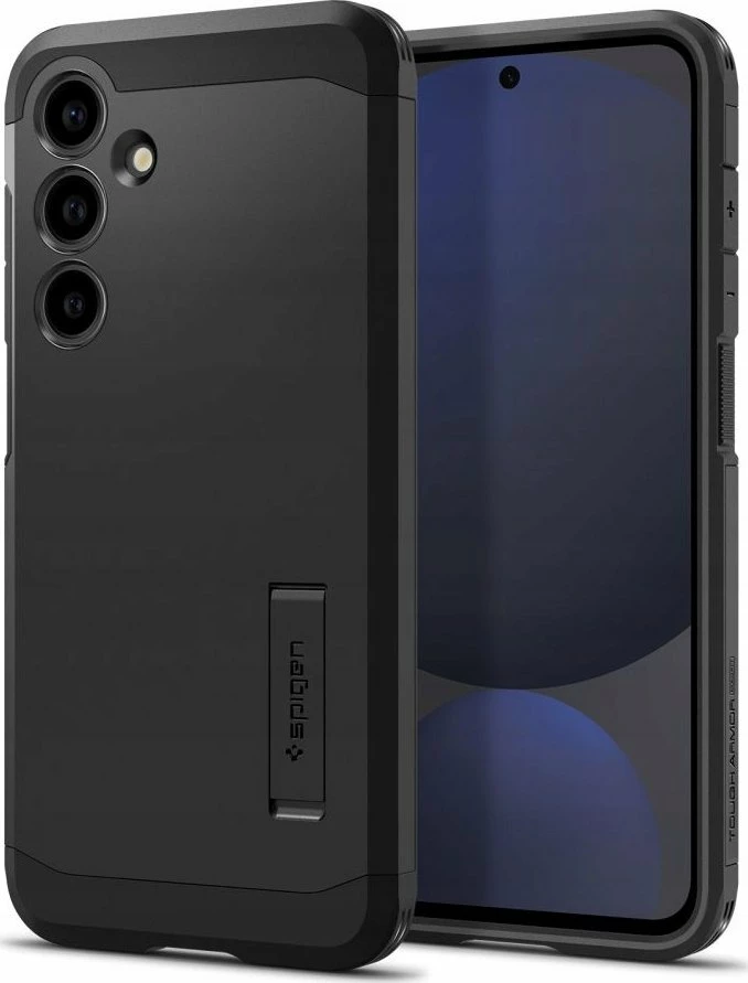 Mbështjellës Spigen Tough Armor MagSafe për Galaxy S25, TPU/PC, kickstand i integrum, i zi