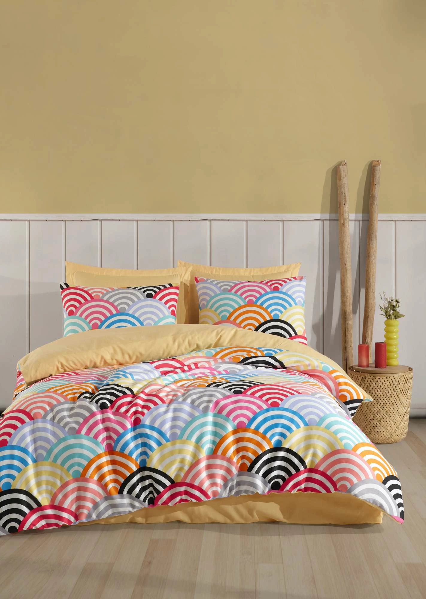 Set mbulesë për jorgan super king, satin, shumëngjyrëshe, L'essentiel, Gokkusagi