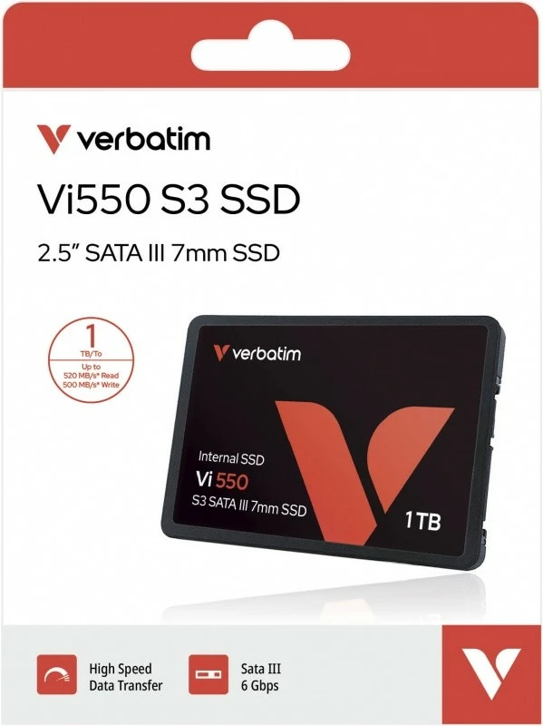 SSD i brendshëm Verbatim Vi550 49353 1TB 2.5" SATA III 6 Gb/s 7mm, e zezë