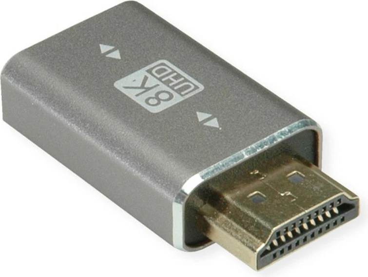 Adapter HDMI ROLINE 12.03.3250, HDMI Type A mashkull në HDMI Type A femër, 8K 60Hz, argjendtë