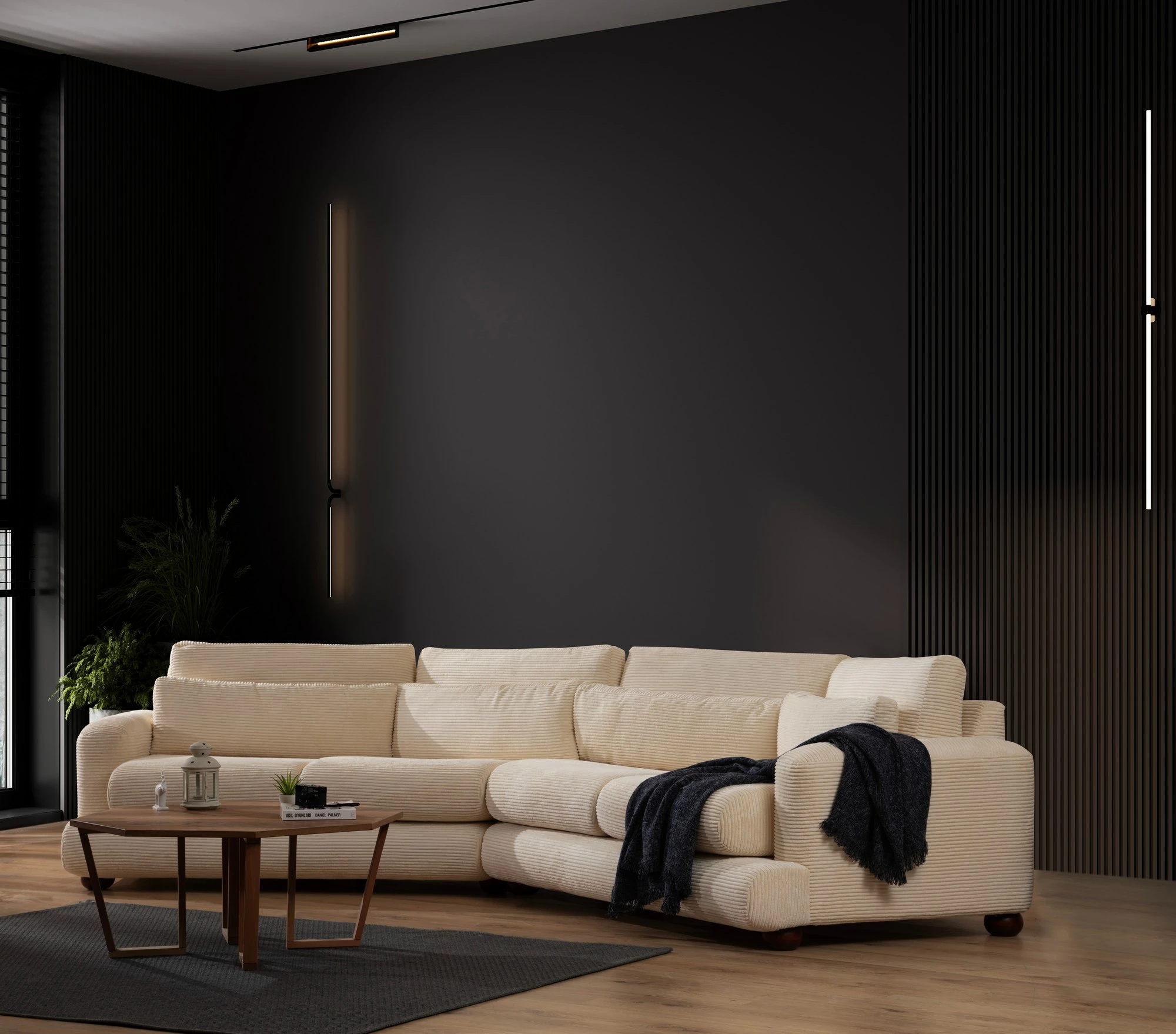 Kauç 4 vende, Atelier del Sofa, River, këndor, ngjyrë bezhë, L2-Xc Right