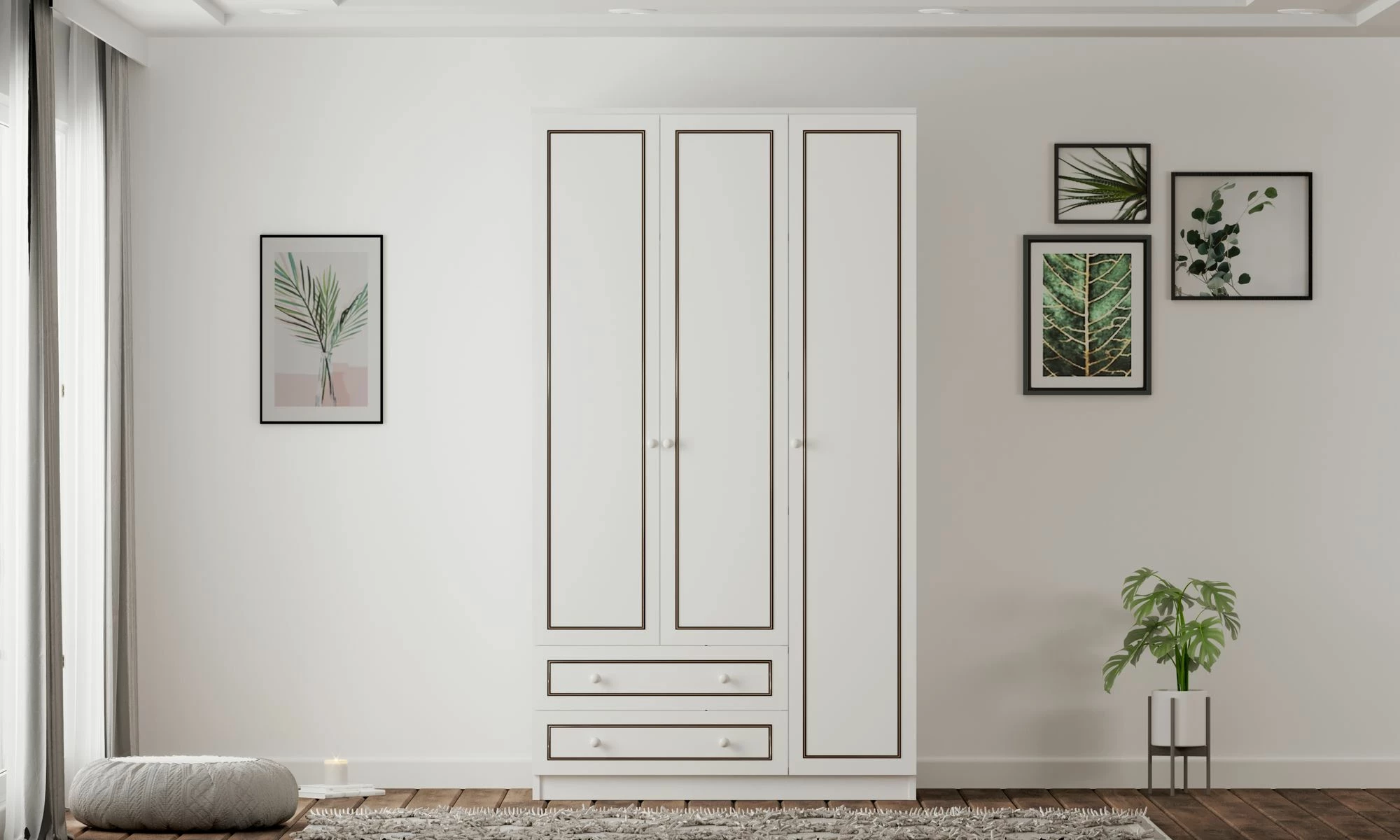 Dollap Skye Decor, RB-093-01, ngjyrë e bardhë mat, 105x180x52 cm