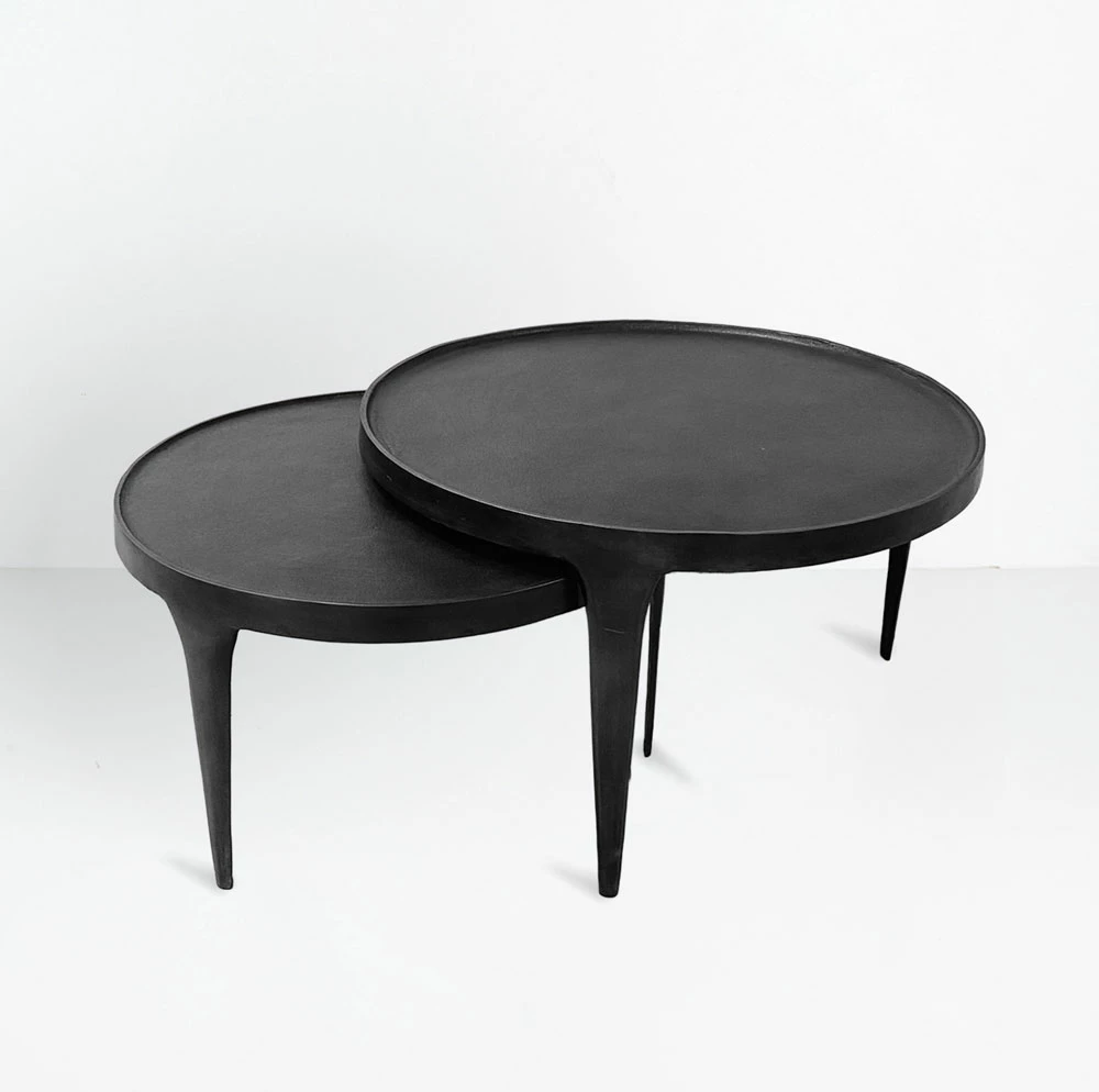 Set tavolinash kafeje, 2 copë, ngjyrë e zezë, 75x75x45.5cm