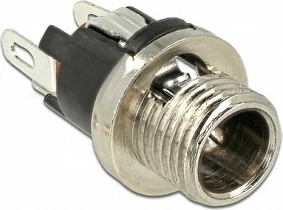 Konektor DC femër bulkhead DeLOCK 89910, 5.5 x 2.1 mm, panel mount, zi/nikel