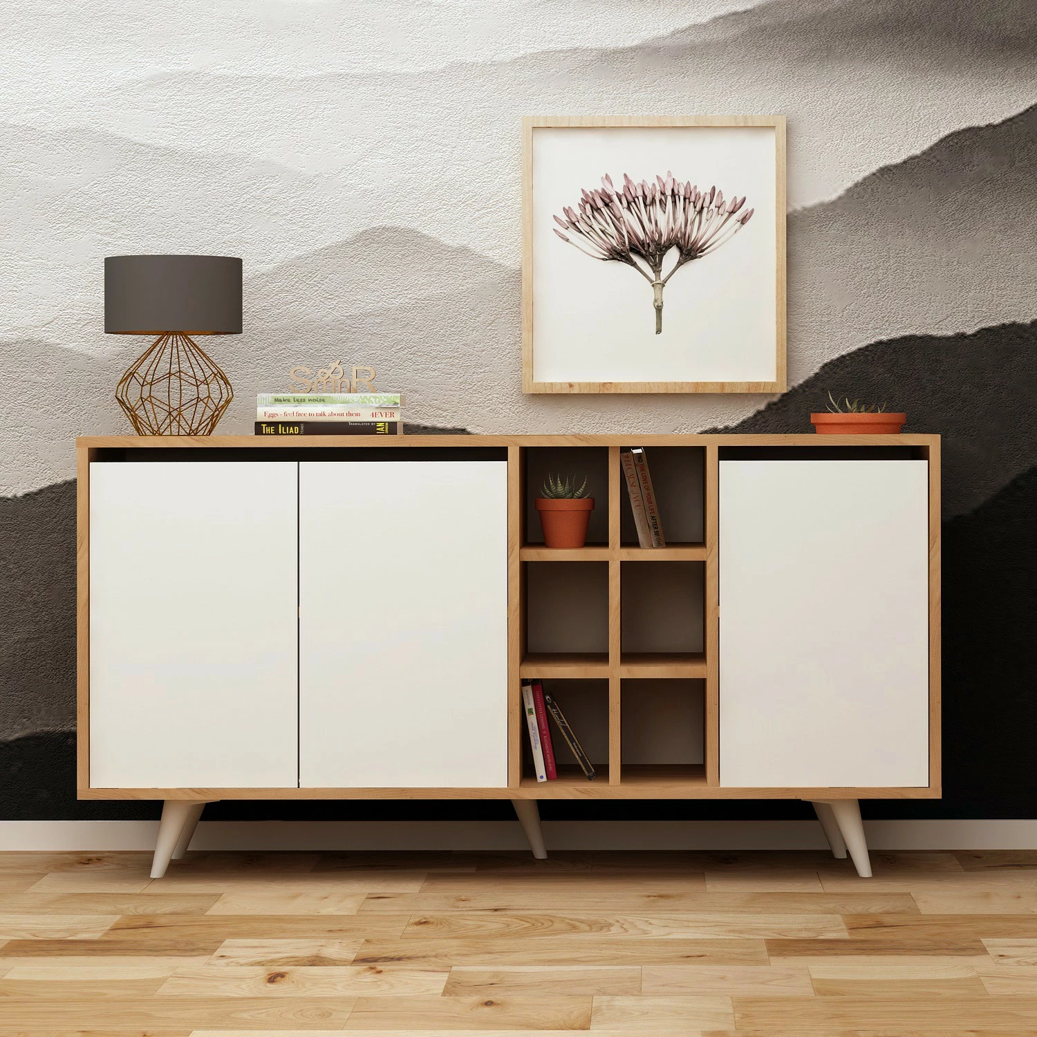 Konsol Skye Decor, ngjyrë lis dhe e bardhë, Seria