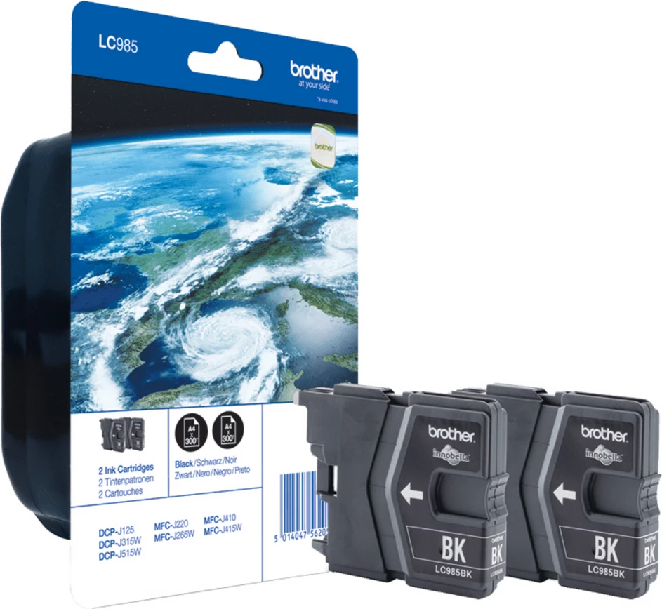 Kartush boje, Brother, LC985BKBP2, e zezë, paketë dyshe