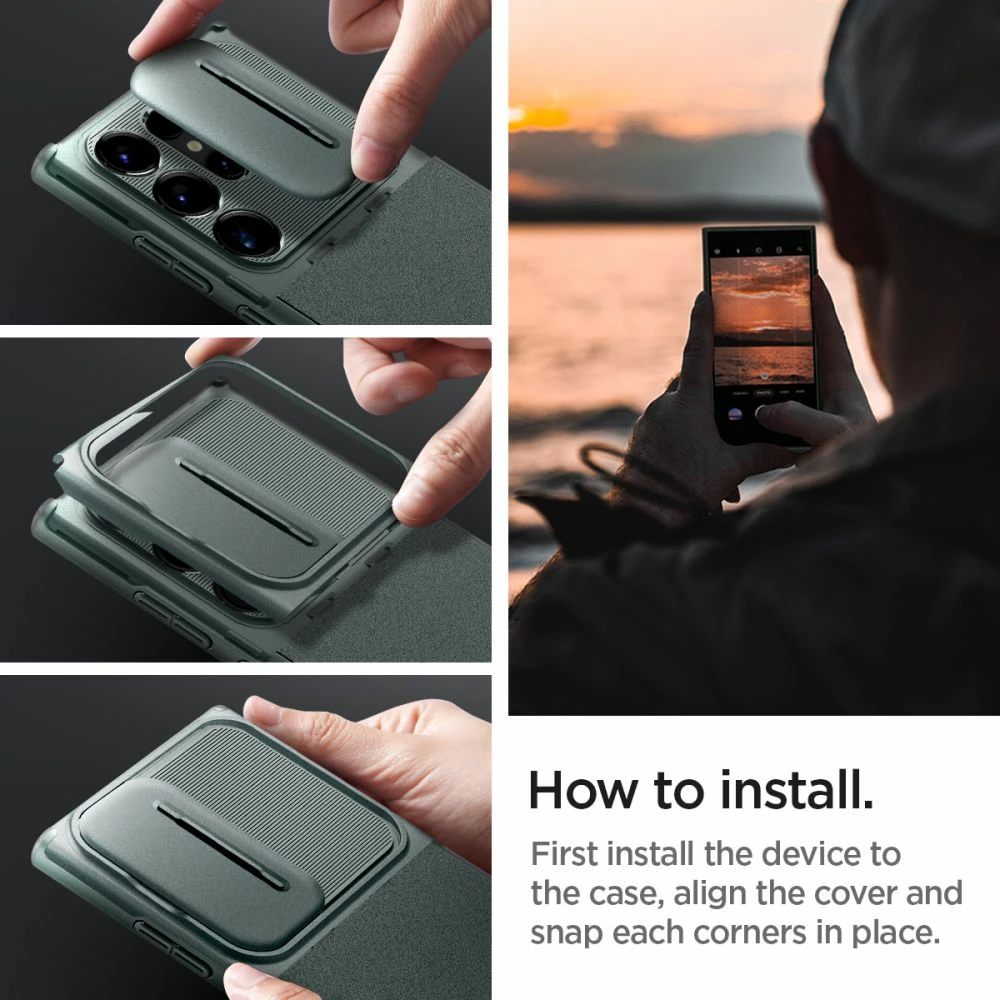 Mbështjellës Spigen Optik Armor për Samsung Galaxy S24 Ultra, Gjelbër e errët