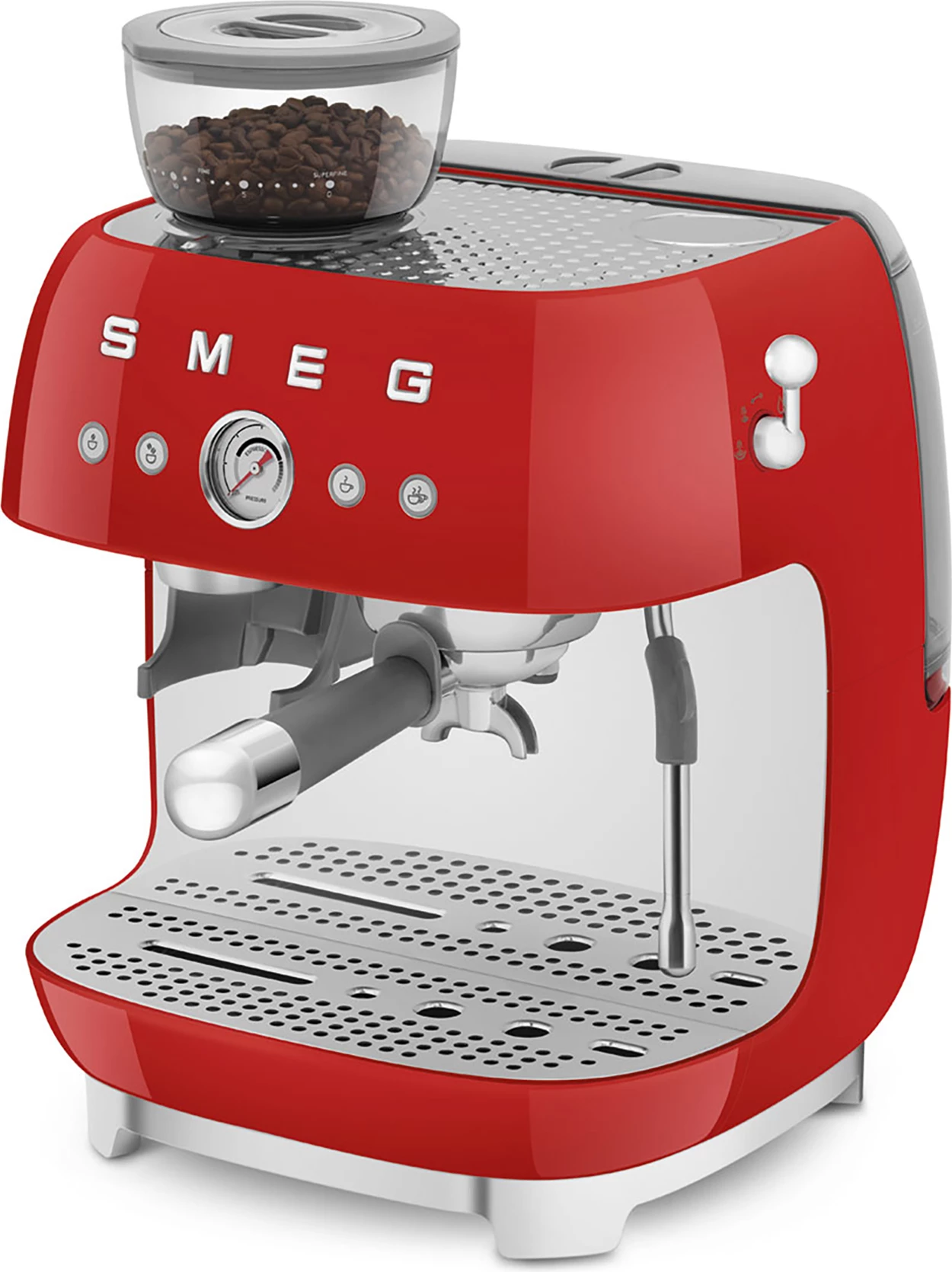 Makinë espresso Smeg EGF03RDEU 2.4 L, me mulli të integrum, 1350 W, 15/20 bar, e kuqe