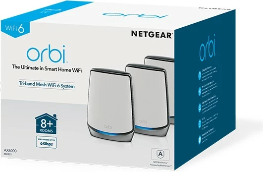 Sistem mesh NETGEAR Orbi RBK853 AX6000, WiFi 6, Gri