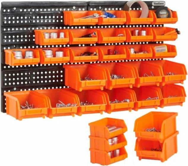 Organizator muri për punëtori VonHaus 3500286, 30 copë, plastikë rezistente, portokalli