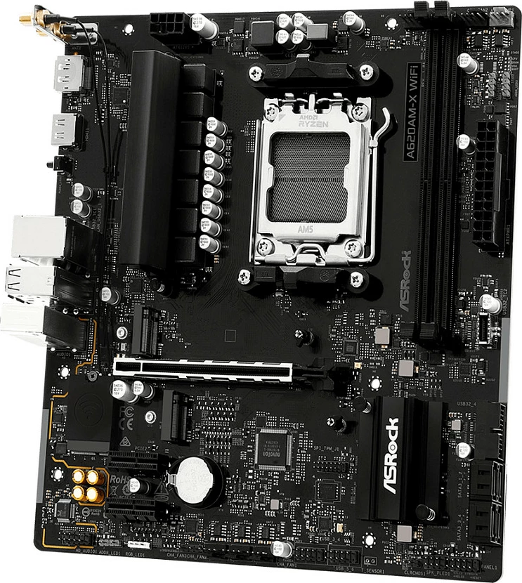Pllakë amë ASRock A620AM-X WiFi, Socket AM5, micro ATX, DDR5 128GB, 2.5Gb LAN, Wi‑Fi, Bluetooth, e zezë