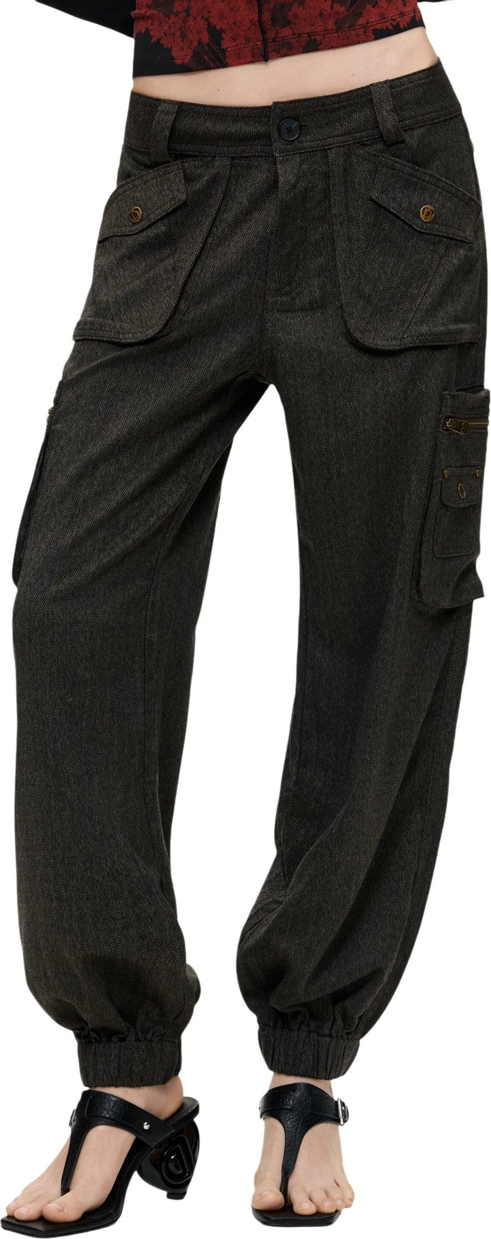 Pantallona për femra Desigual PANT_URBAN 26WWPW09, kafe