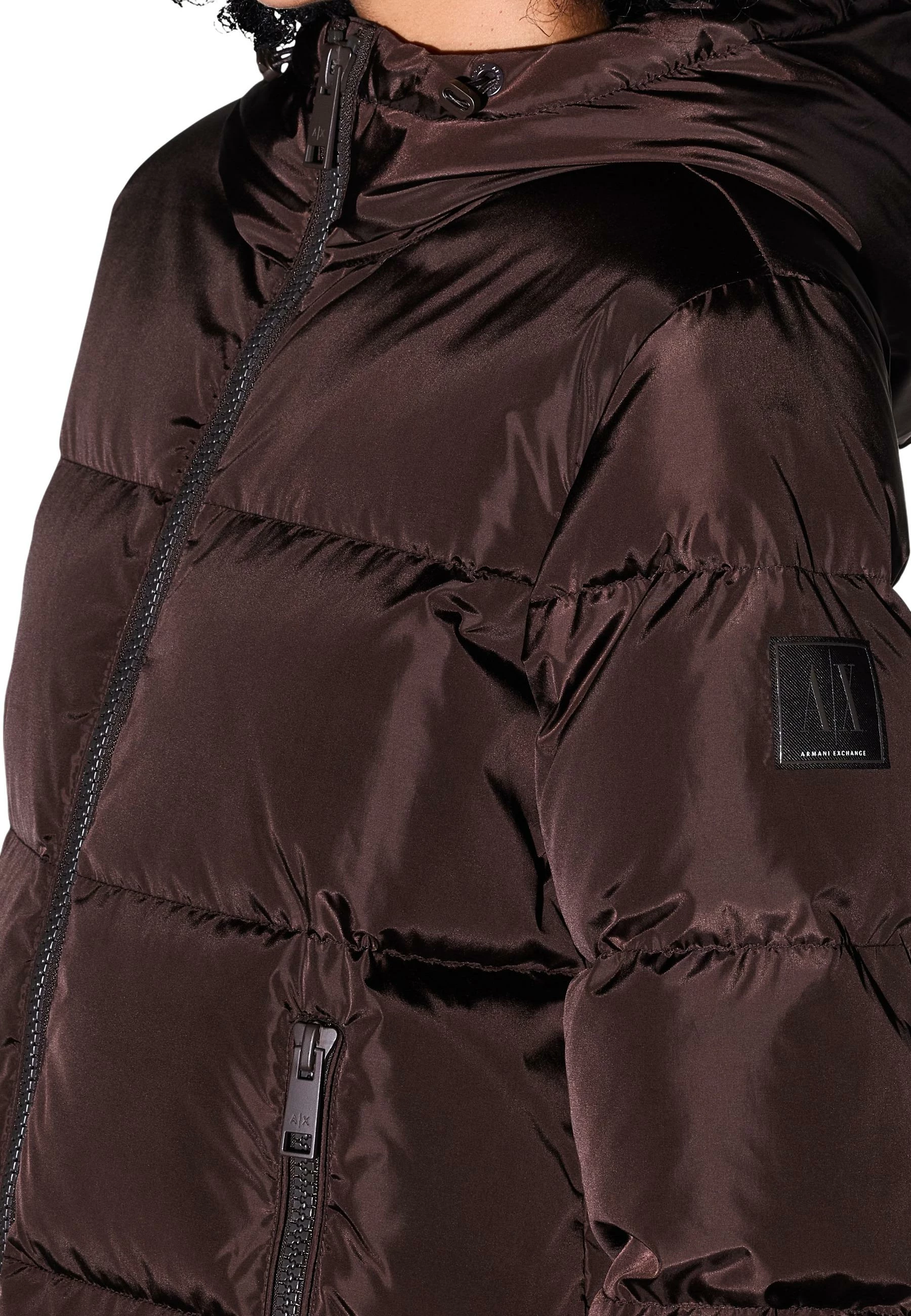 Jakne me pupla Armani Exchange XW000251 AF12286 për femra, kafe e errët [Madhësia: XL]