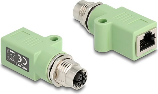 Adaptor rrjeti DeLOCK 60681, M12 femër në RJ45 femër, Cat5e, S/UTP, jeshil
