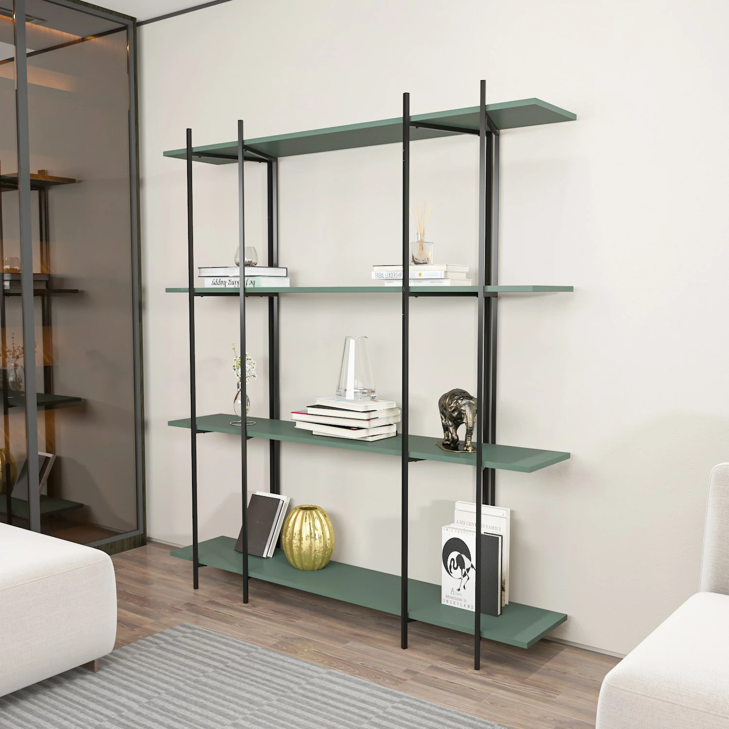Raft librash Hanah Home, ngjyrë jeshile e zezë