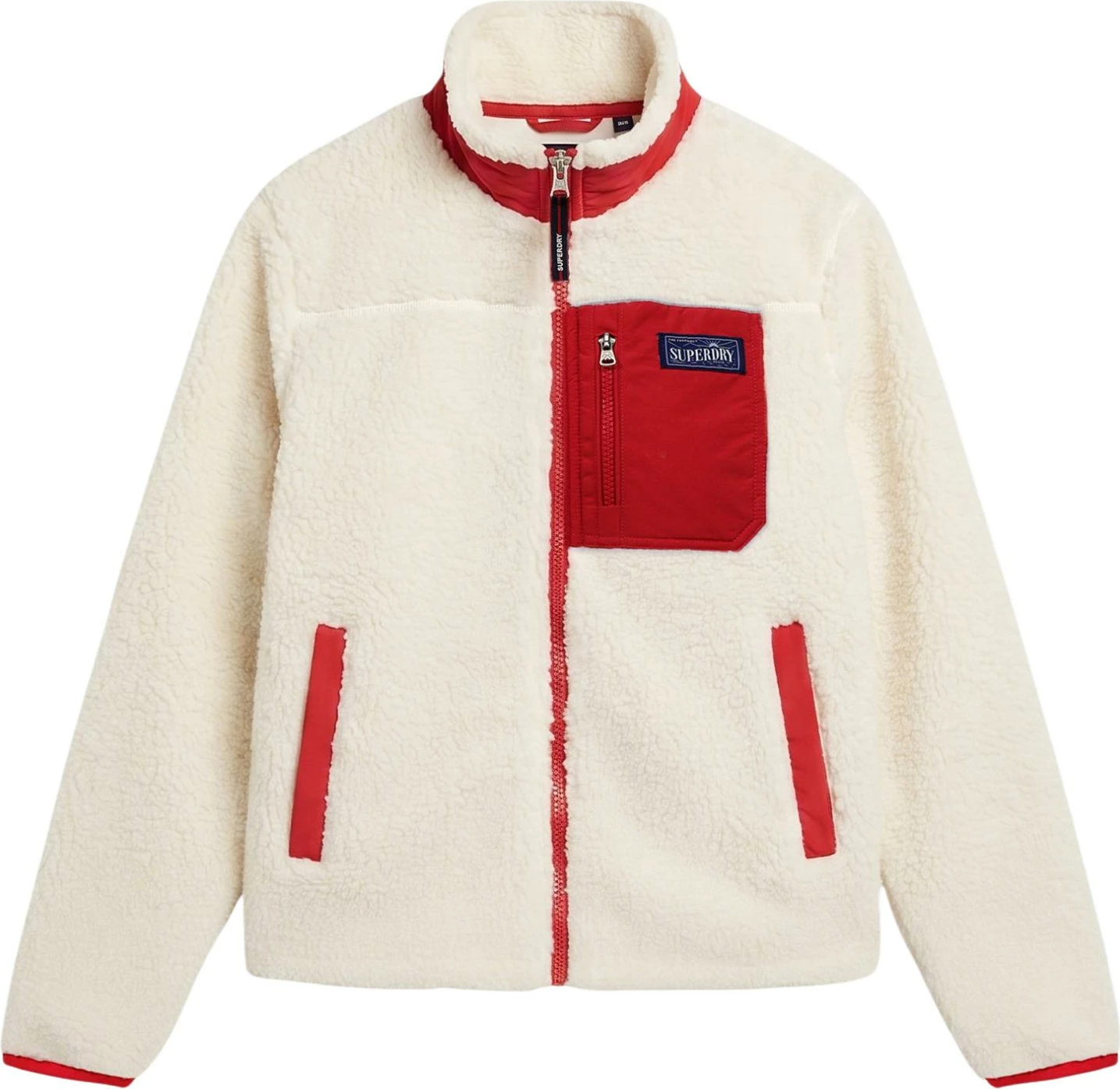 Jakne fleece për femra Superdry Heritage Zip Through SDW2012736A, e bardhë