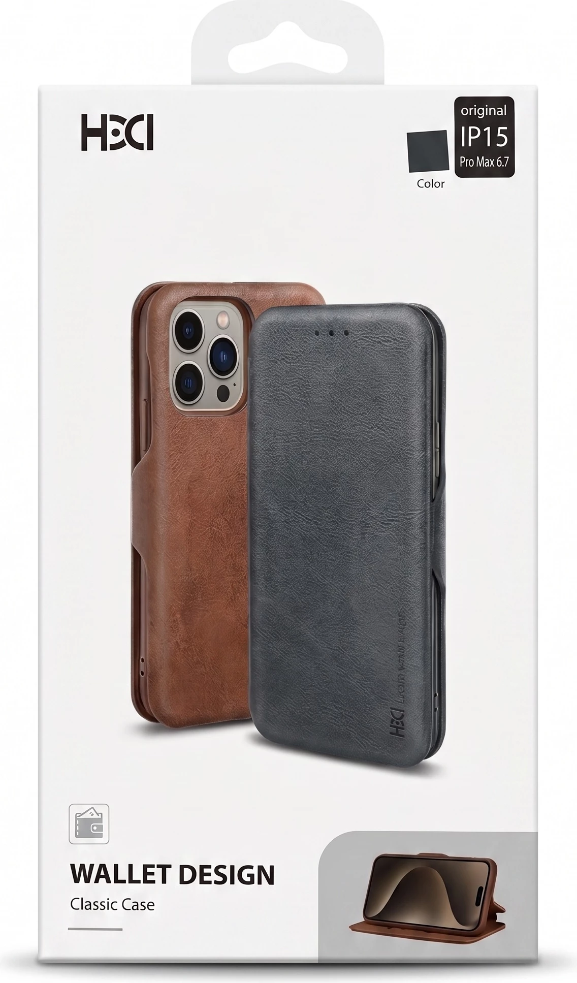 Mbrojtëse Portofol Klasike HDCi për iPhone 15 & 16 Pro Max