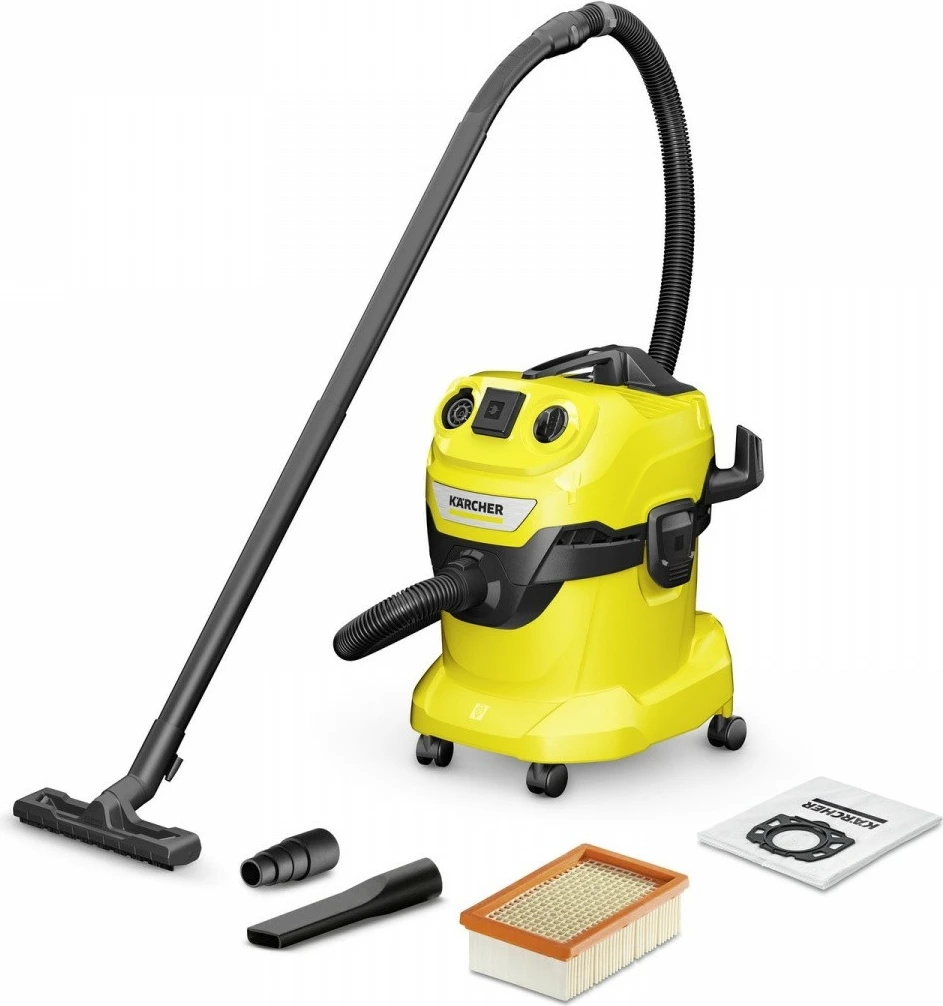 Fshesë me korrent për punëtori Karcher WD 4 P V-20/5/22 EU, 20L, 1000W, Verdhë/Zeze